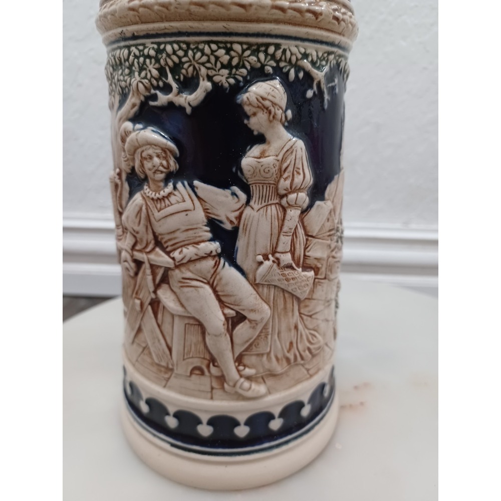 Old Vintage Ceramic/Porcelain Musical Beer Stein/Mug/Cup w/Metal Lid 10 5/8"Tall - Picture 2 of 12